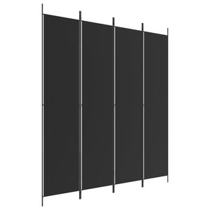 vidaXL Biombo divisor de 4 paneles de tela negro 200x220 cm