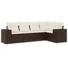 vidaXL Set comedor de jard&iacute;n 5 piezas y cojines rat&aacute;n sint&eacute;tico marr&oacute;n