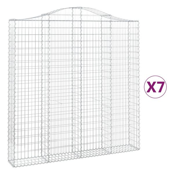 vidaXL Cestas de gaviones 7 uds forma de arco hierro 200x30x200/220 cm