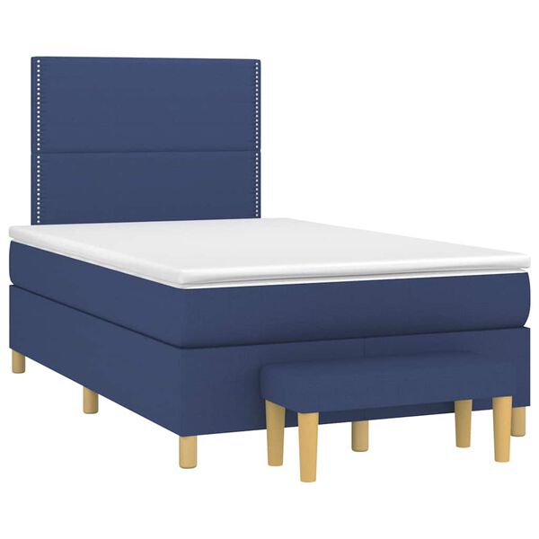 vidaXL Cama box spring con colch&oacute;n tela azul 120x190 cm