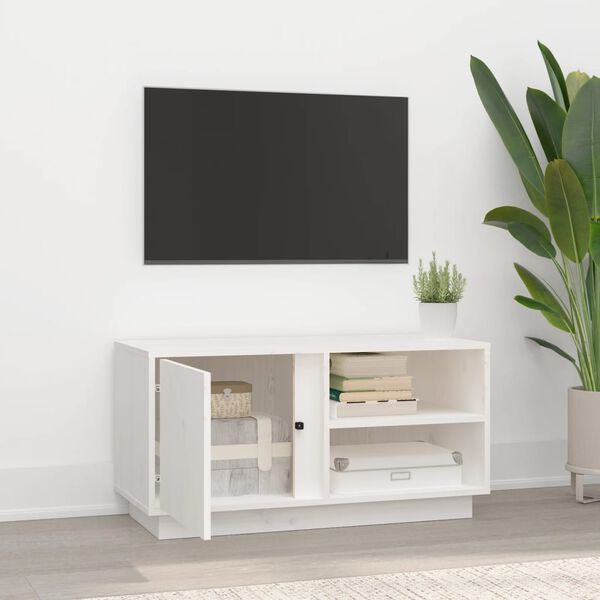 vidaXL Mueble de TV madera maciza de pino blanco 80x35x40,5 cm
