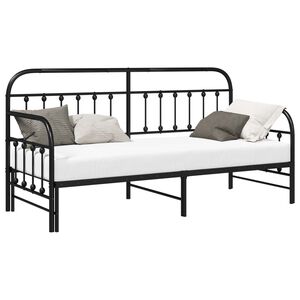 vidaXL Estructura de cama de d&iacute;a Negro 75 x 190 cm