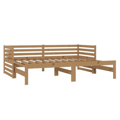 vidaXL Sofá cama extraíble madera maciza de pino miel 2x(90x200) cm