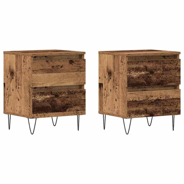vidaXL Armario de Noche con caj&oacute;n 2 pcs Madera vieja 40 x 35 x 50 cm