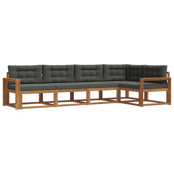 vidaXL Conjunto de sof&aacute;s de exterior 5 pcs Natural y Antracita