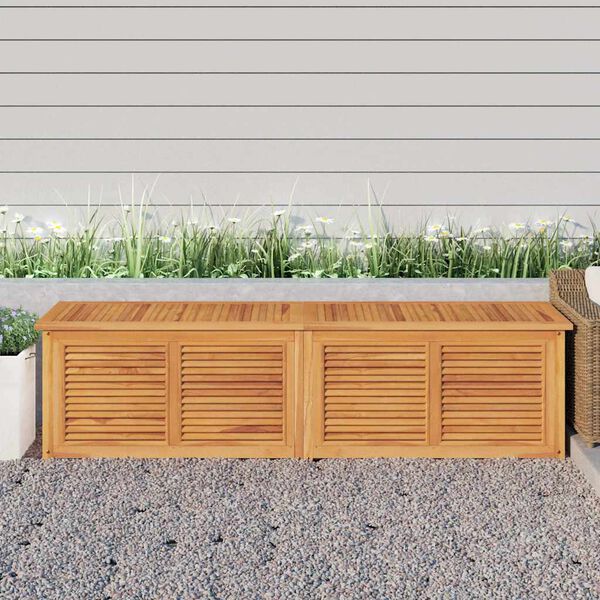 vidaXL Caja de almacenaje de jard&iacute;n con bolsa teca maciza 200x50x55 cm