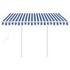 vidaXL Toldo retr&aacute;ctil autom&aacute;tico con postes azul y blanco 3,5x2,5 m