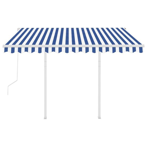 vidaXL Toldo retr&aacute;ctil autom&aacute;tico con postes azul y blanco 3,5x2,5 m