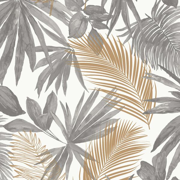 DUTCH WALLCOVERINGS Papel de pared palmetas salvajes gris y beige
