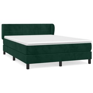 vidaXL Cama box spring con colch&oacute;n terciopelo verde oscuro 140x200 cm