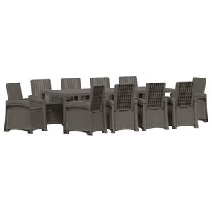 vidaXL Conjunto de Comedor de Jard&iacute;n 11 uds. Gris Claro y Antracita PP