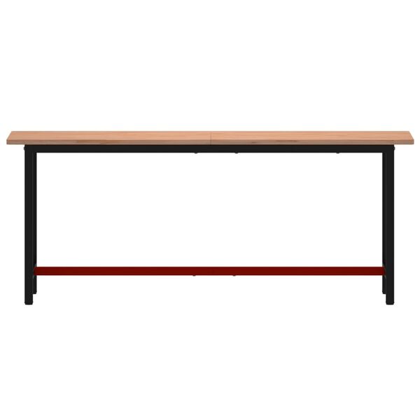 vidaXL Banco de trabajo madera maciza de haya y metal 200x55x81,5 cm