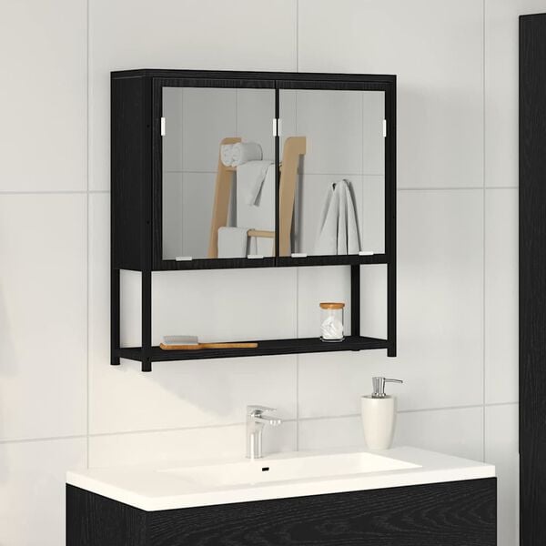 vidaXL Armario con espejo para baño Roble negro 60 x 16 x 60 cm