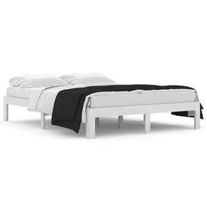vidaXL Estructura cama doble sin colch&oacute;n madera pino blanco 140x190 cm