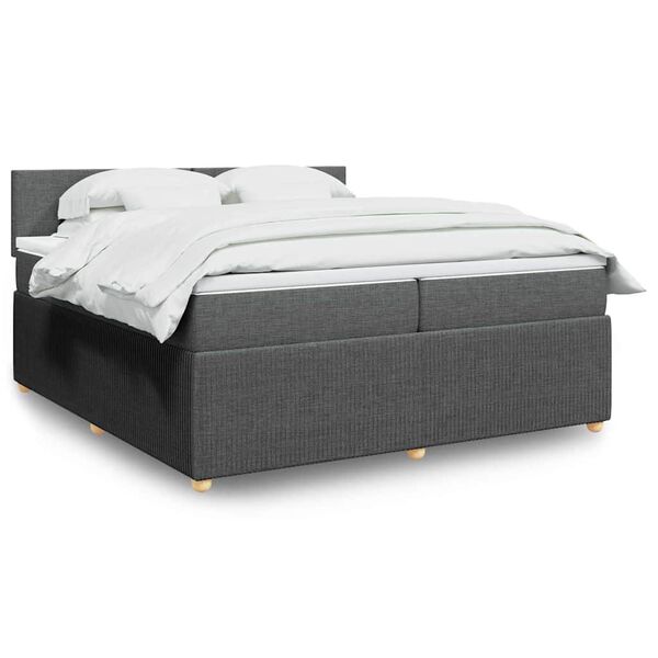vidaXL Cama box spring con colch&oacute;n tela gris oscuro 200x200 cm