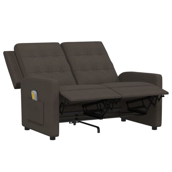 vidaXL Sill&oacute;n reclinable de masaje de 2 plazas tela marr&oacute;n