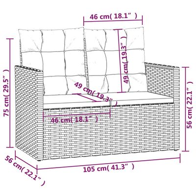 vidaXL Muebles de jardín con cojines 4 piezas ratán sintético gris