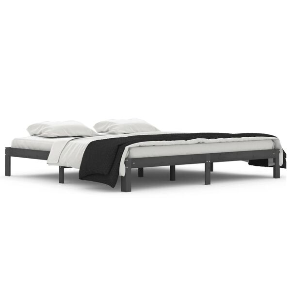 vidaXL Estructura de cama sin colch&oacute;n madera de pino gris 200x200 cm