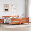 vidaXL Estructura cama con cabecero madera pino marr&oacute;n cera 180x200 cm
