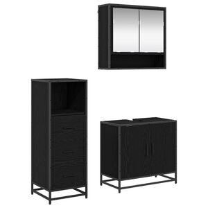 vidaXL Juego de muebles de ba&ntilde;o 3 pcs Roble Negro Madera de ingenier&iacute;a