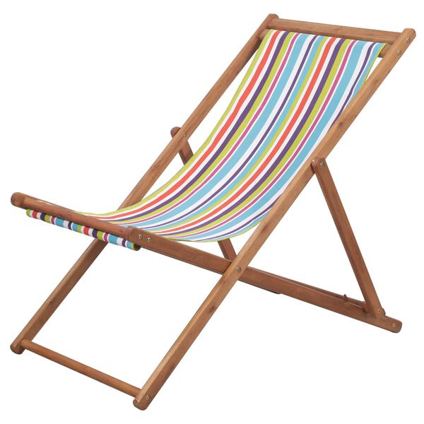 vidaXL Silla de playa plegable tela y estructura de madera multicolor
