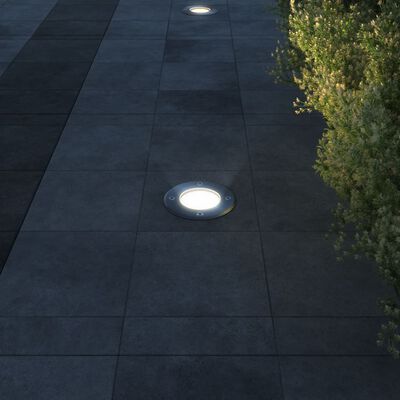 vidaXL Focos LED empotrables de suelo de jardín redondos 3 uds