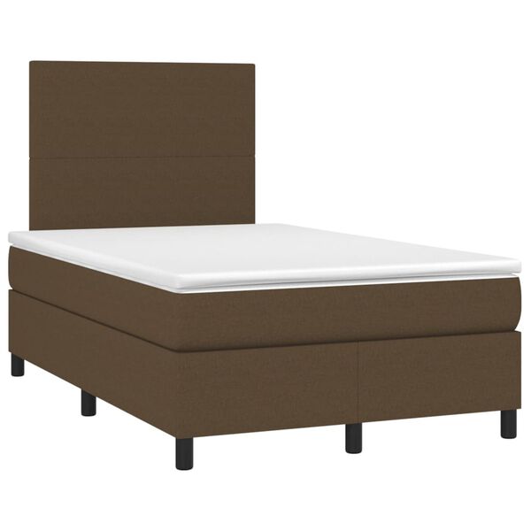 vidaXL Cama box spring con colch&oacute;n tela marr&oacute;n oscuro 120x190 cm