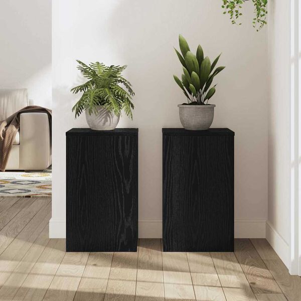vidaXL Soporte de plantas 2 pcs Roble Negro 30 x 30 x 50 cm