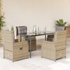 vidaXL Set comedor de jard&iacute;n 5 pzas con cojines rat&aacute;n sint&eacute;tico beige
