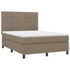 vidaXL Cama box spring colch&oacute;n y luces LED tela gris taupe 140x200 cm