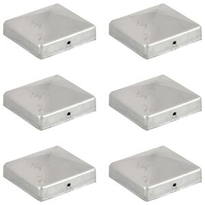 vidaXL Tapas para postes de valla 6 uds metal galvanizado 81x81mm