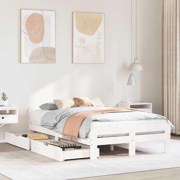vidaXL Estructura de cama sin colchón madera maciza blanca 120x190 cm