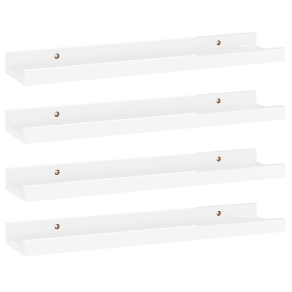 vidaXL Estantes de pared 4 unidades blanco brillo 40x9x3 cm