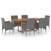 vidaXL Juego de comedor de jard&iacute;n 7 piezas rat&aacute;n sint&eacute;tico gris