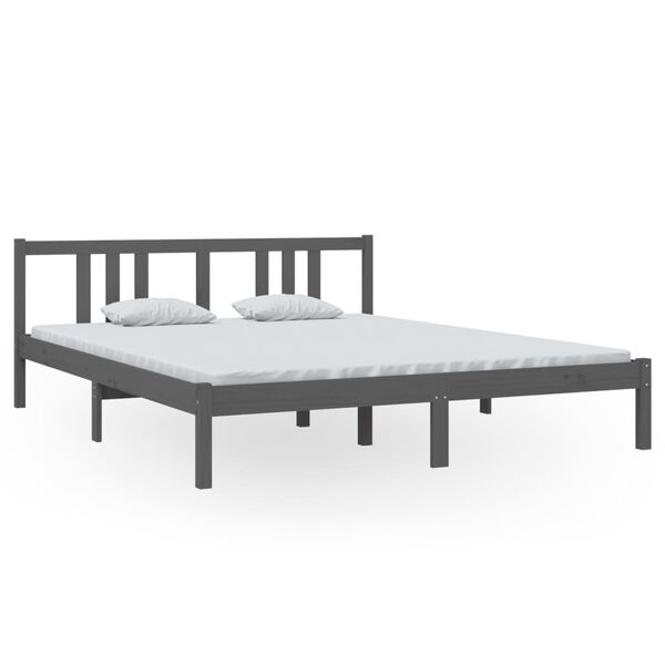 vidaXL Estructura de cama sin colchón madera maciza gris 160x200 cm
