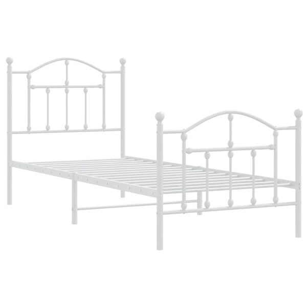 vidaXL Estructura cama sin colch&oacute;n con estribo metal blanco 80x200 cm