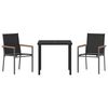 vidaXL Conjunto de Comedor de Jard&iacute;n 3 pcs Negro