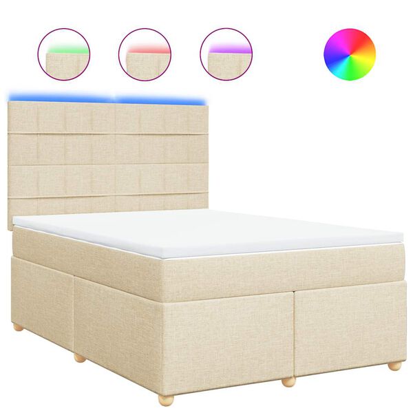 vidaXL Cama box spring con colch&oacute;n tela color crema 140x190 cm