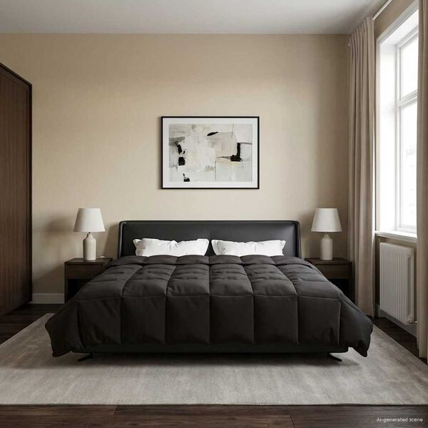 vidaXL Edred&oacute;n de Verano Acolchado Antracita 220 x 260 cm Microfibra