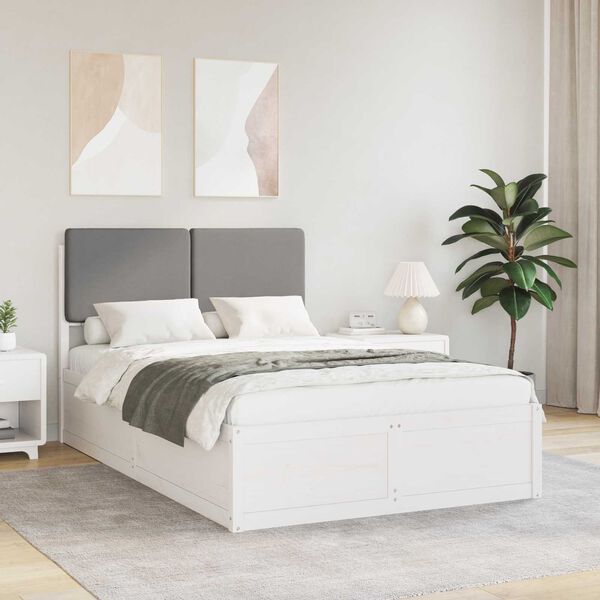 vidaXL Estructura de Cama con Cabecera Tapizada Gris Claro