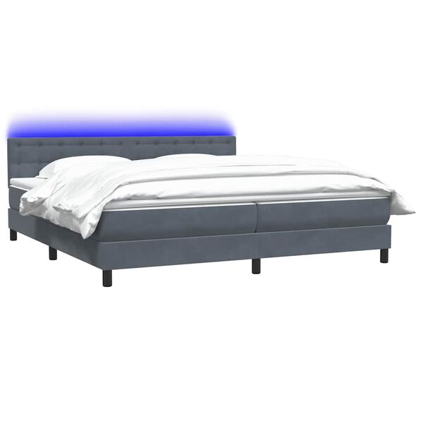 vidaXL Cama box spring con colch&oacute;n y LED terciopelo gris oscuro 180x210 cm