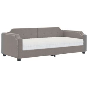 vidaXL Sof&aacute; cama con colch&oacute;n tela gris taupe 90x200 cm
