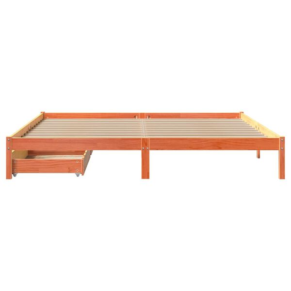 vidaXL Cama sin colch&oacute;n madera maciza de pino marr&oacute;n cera 180x200 cm