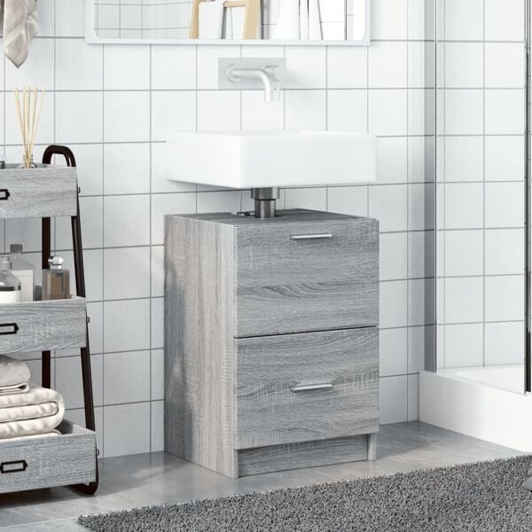 vidaXL Armario de lavabo madera de ingenier&iacute;a gris Sonoma 40x37x59 cm
