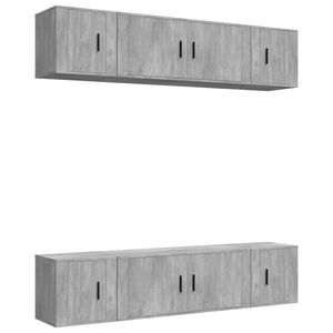 vidaXL Set de muebles de TV 6 pzas madera contrachapada gris hormig&oacute;n
