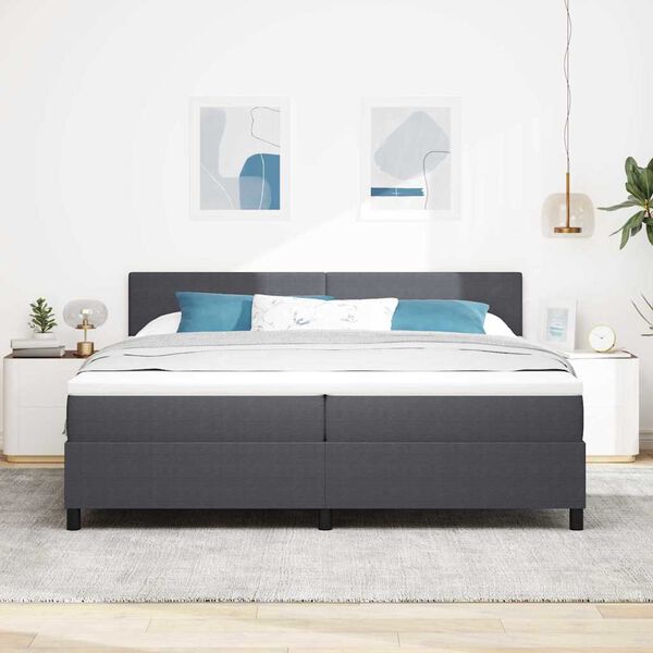 vidaXL Cama tipo Box Spring Gris Oscuro y 200 x 200 cm Tela de Pana