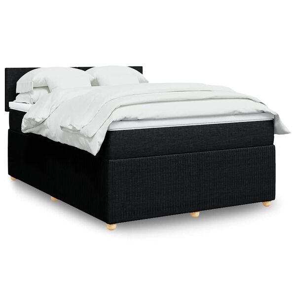vidaXL Cama box spring con colch&oacute;n tela negro 140x200 cm