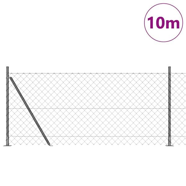 vidaXL Poste de Valla Gris 10 x 1 m (malla de 60 x 60 mm) Acero y PVC