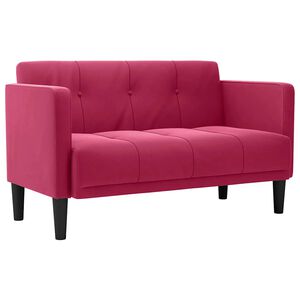 vidaXL Sof&aacute; de dos plazas color rojo vino, 111 cm, terciopelo