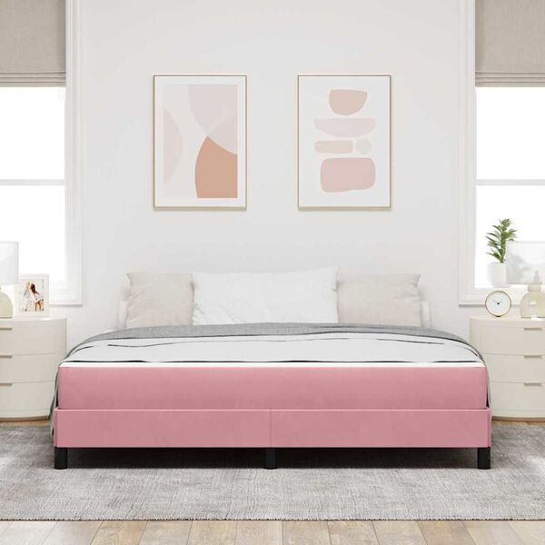 vidaXL Cama tipo Box Spring con colch&oacute;n Rosa 180 x 220 cm tela